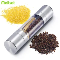2 in 1 pepper grinder stainless steel manual spice mill salt and pepper spice grinder kitchen tools accessories for cooking