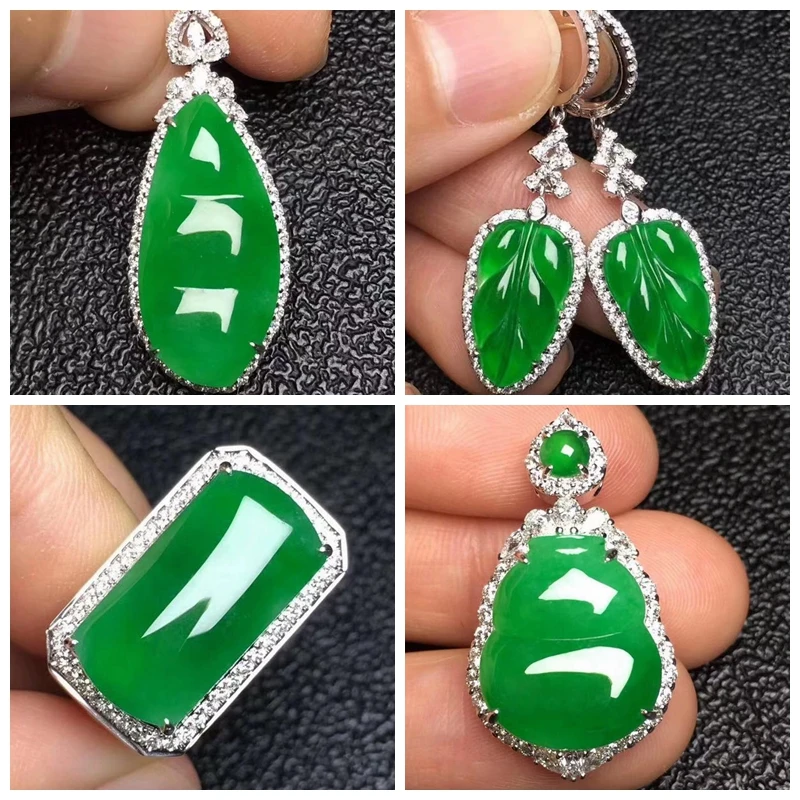 Нефритовые товары подвески из 18-каратного золота с инкрустированными