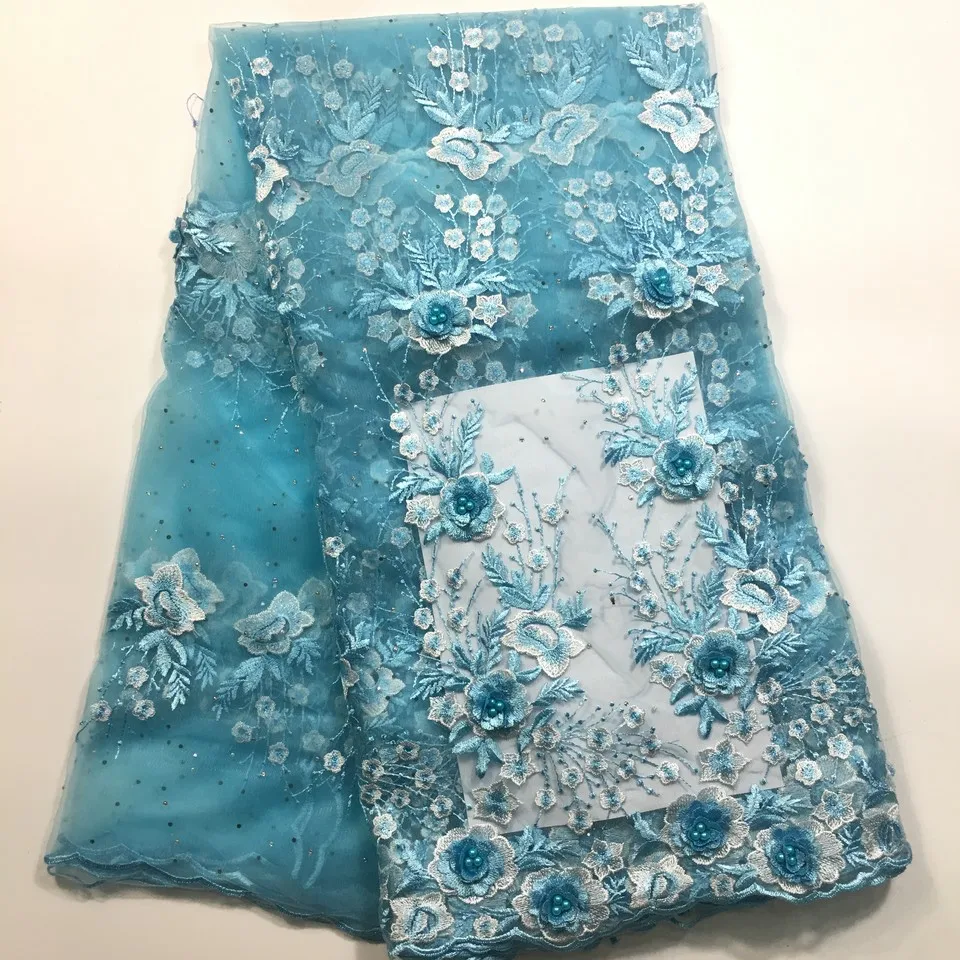 High Quality 2021 3D Applique Nigerian Lace Fabrics Tulle Beaded African Fabric Guipure Embroidered French M23602 | Дом и сад