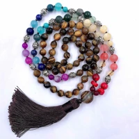 8mm 7 chakras 108 beads tassel knotted necklace healing fancy buddhism colorful spirituality pray yoga handmade lucky bless cuff