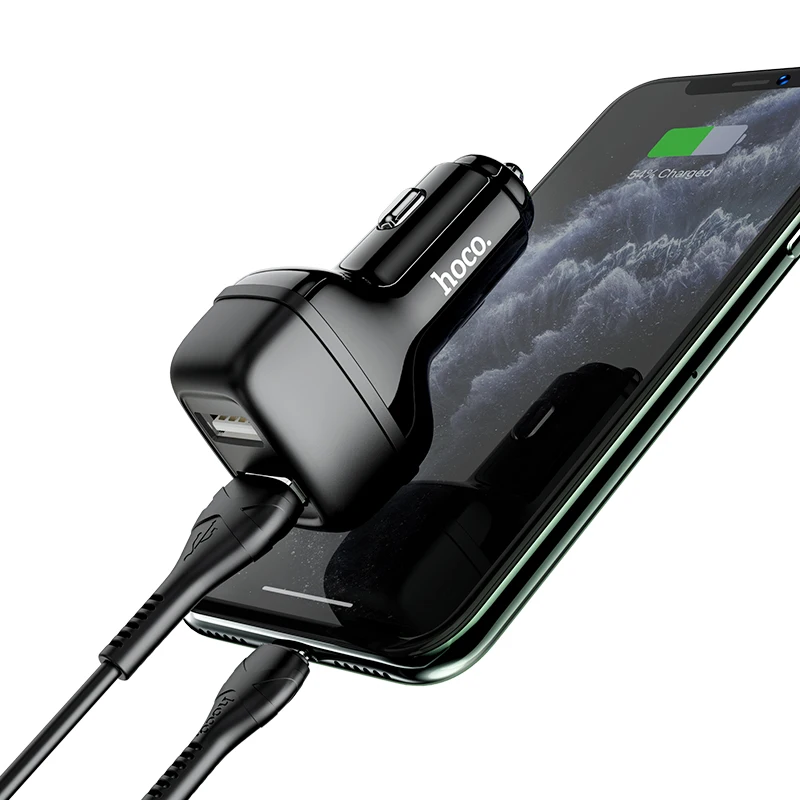 Hoco 2.4A автомобильное зарядное устройство с двумя USB-портами для iPhone универсальное