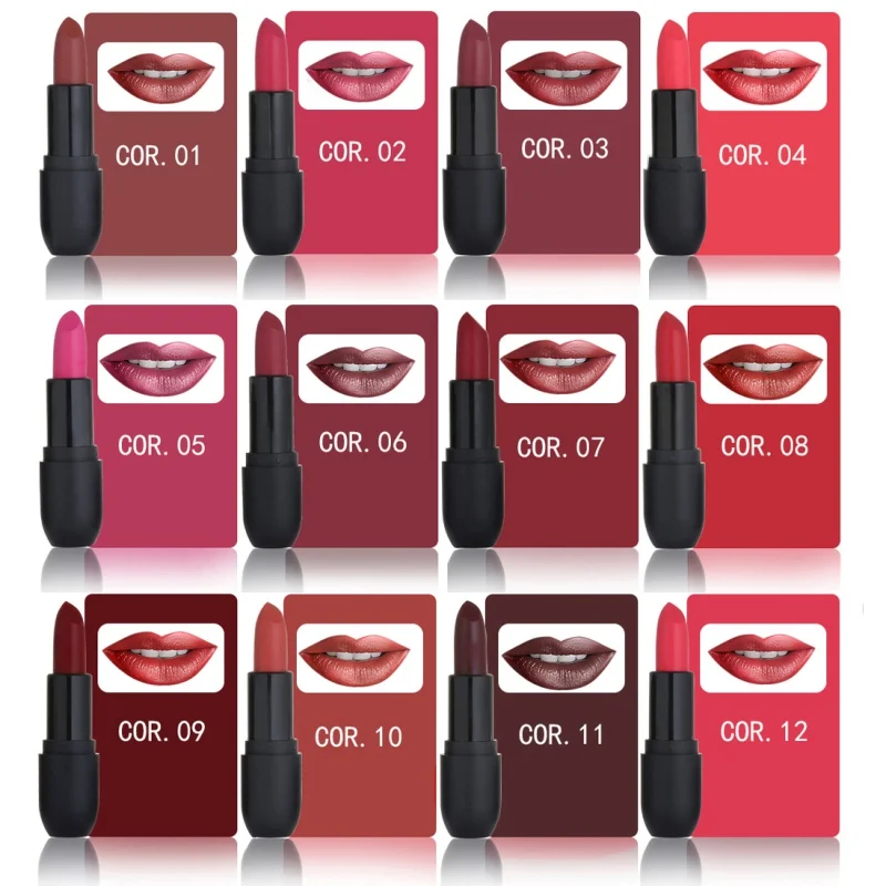 Матовая бархатная помада для женщин сексуальная губная 12 цветов