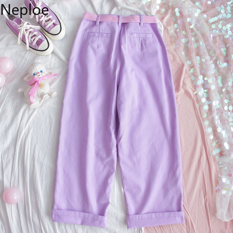 Женские джинсовые брюки с вышивкой в стиле Харадзюку японские фиолетовые