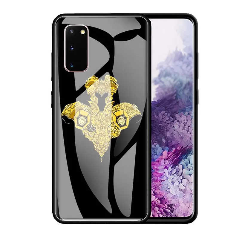 glass case for samsung galaxy s20 fe s10 s9 s8 plus note 20 ultra 10 lite 9 8 tempered phone cover capas anime saint seiya logo free global shipping