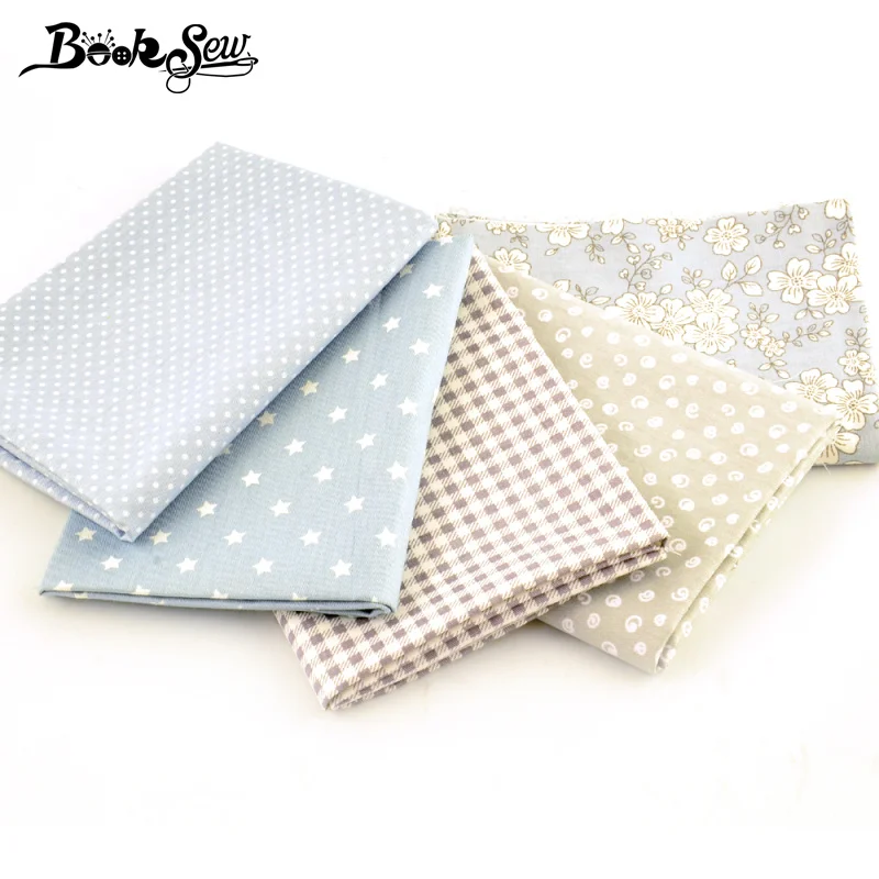 Booksew 100% хлопок саржевая ткань серый цветочный узор в горошек звездный швейный
