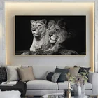 Современная картина с изображением черного льва, фотообои, настенные картины для гостиной, домашний декор (без рамки)