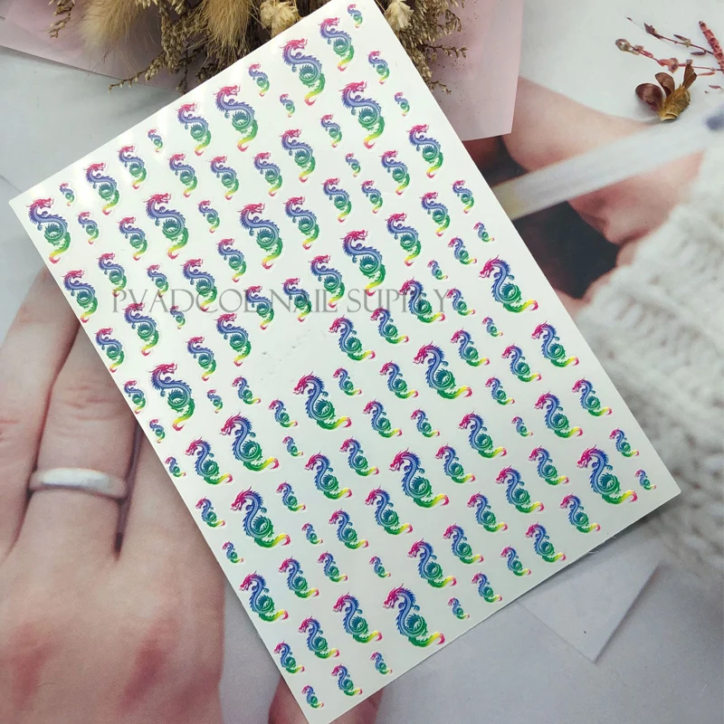 Наклейки для дизайна ногтей Дракон наклейки s Красный Черный драконы дизайн