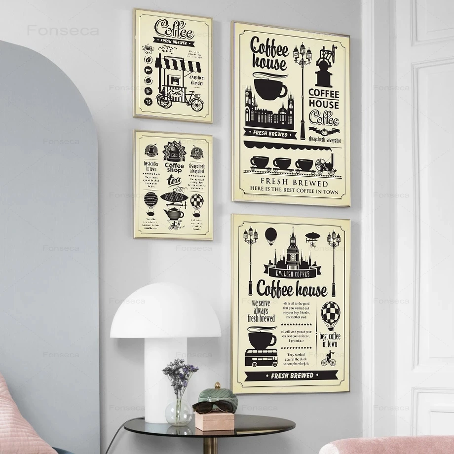 Скандинавская картина в виде меню кофе стиле ретро холст для кафе магазина