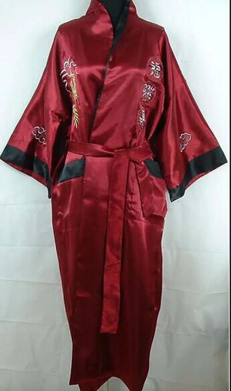 Халат атласный мужской Шелковый двусторонний с вышивкой в виде дракона - купить