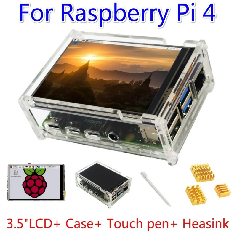 Для Raspberry Pi 4 B/3 B + 2019 новейший комплект системы охлаждения 3 5 дюймовый ЖК-экран