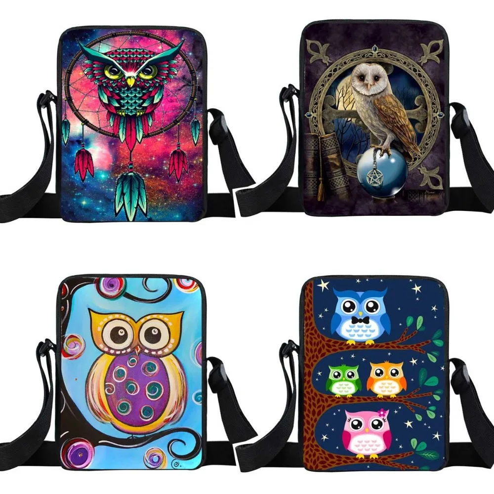 Маленькая Наплечная Сумка с принтом Ночная птица и Сова для мальчиков девочек