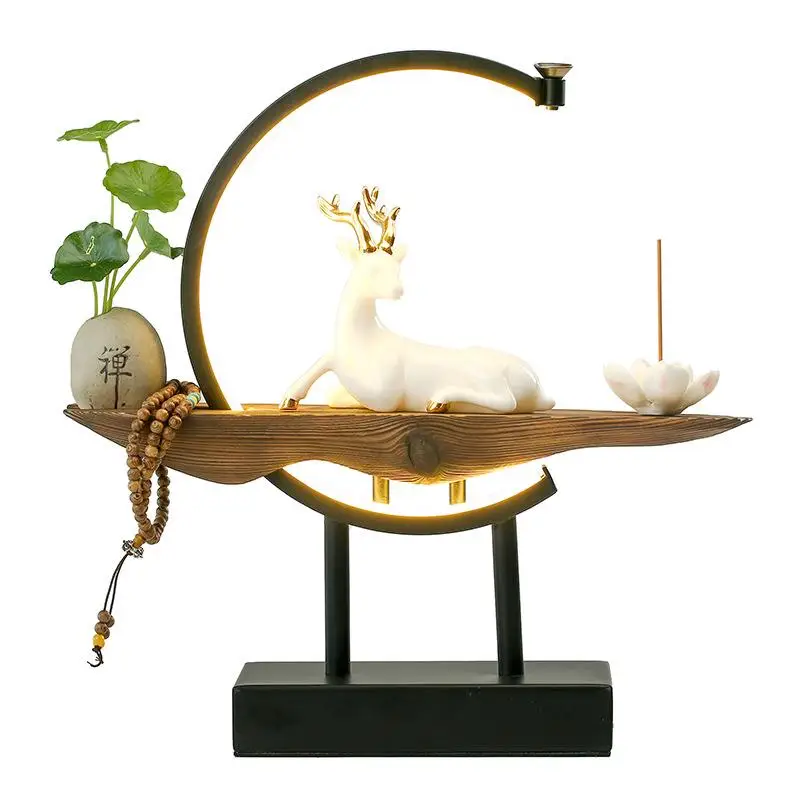 

Backflow Incense Burner With Lamp White Porcelain Deer Creative Crafts Incense Sticks Burner Zen Home Living Room Decoration