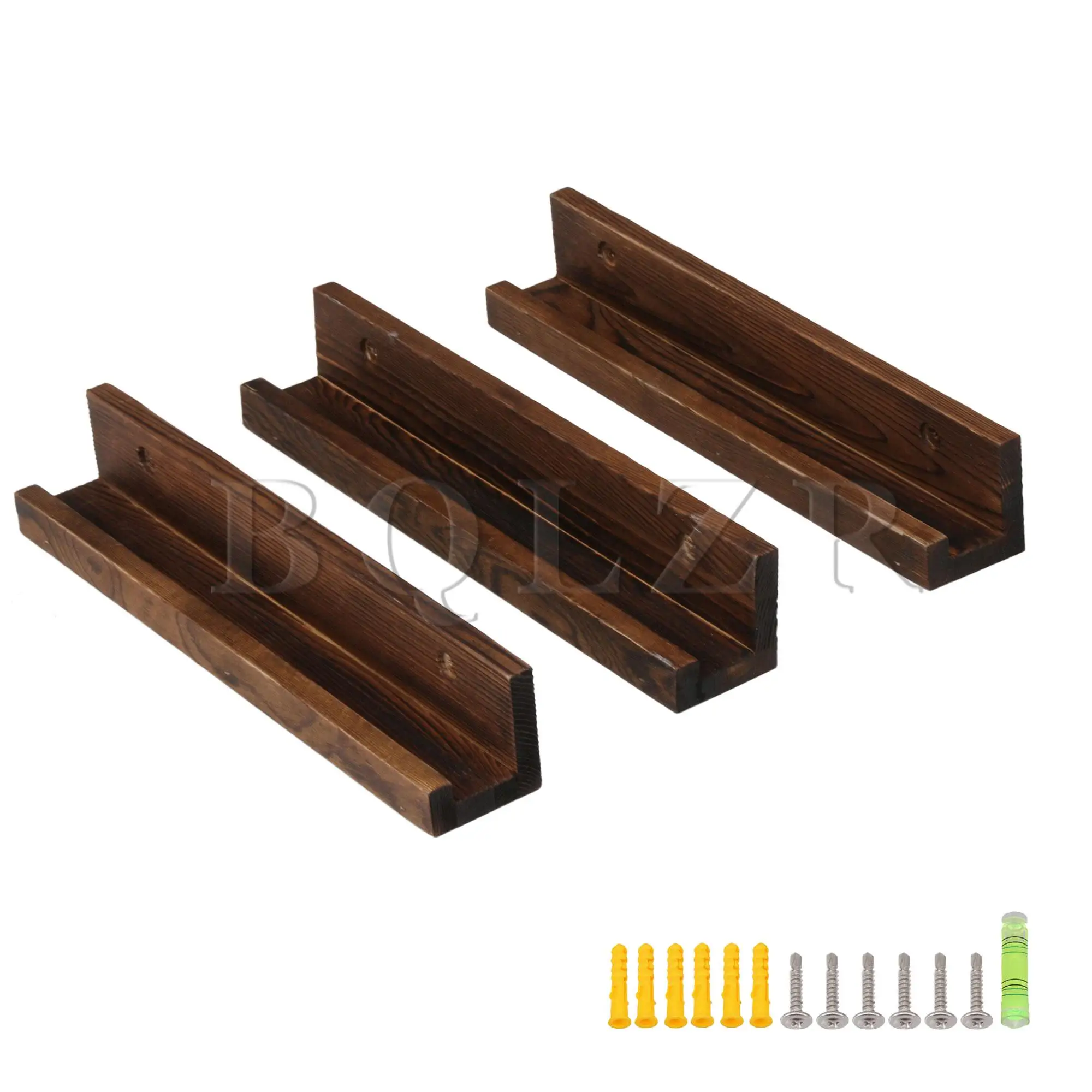 

BQLZR Современная сосновая записывающая полка с широким желобом для дома темно-коричневый набор из 3 шт.