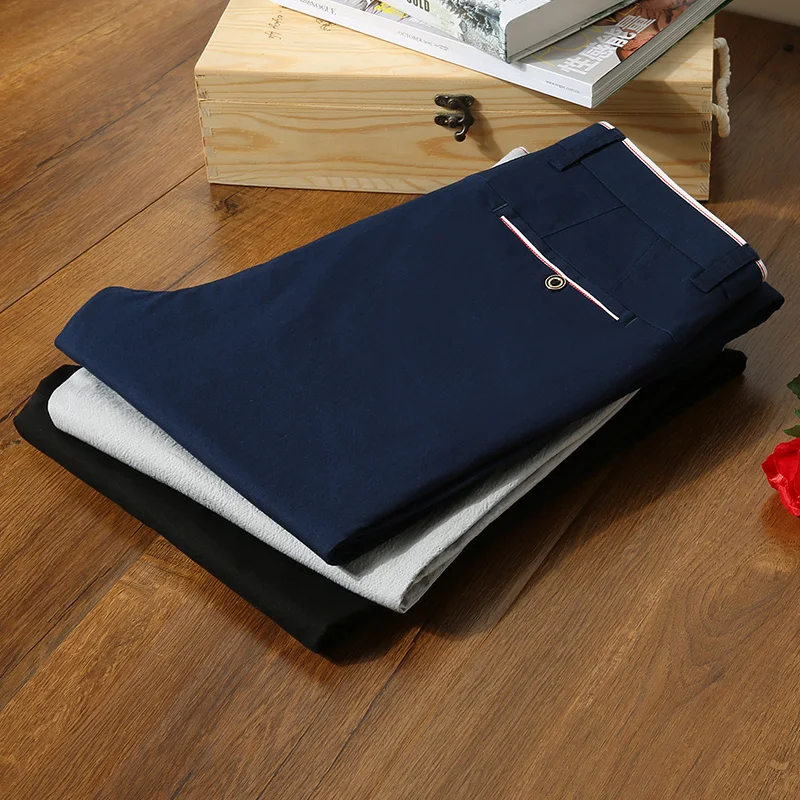 

Luren Casual Pants Men 2021 Spring and Summer New Business Fashion Casual Elastic Straigh Trousers Male Brand Black Blue Gray
