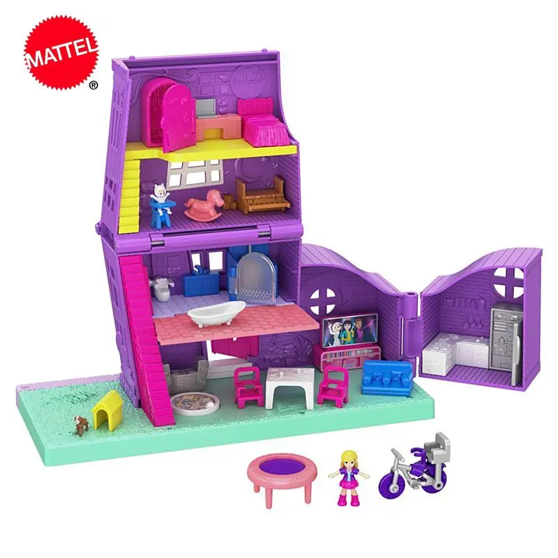 Mattel Polly Pocket House : 4 Stories 11 Accessories &amp Micro Dolls Play house games Set Toy for Children Gift GFP42 | Игрушки и хобби