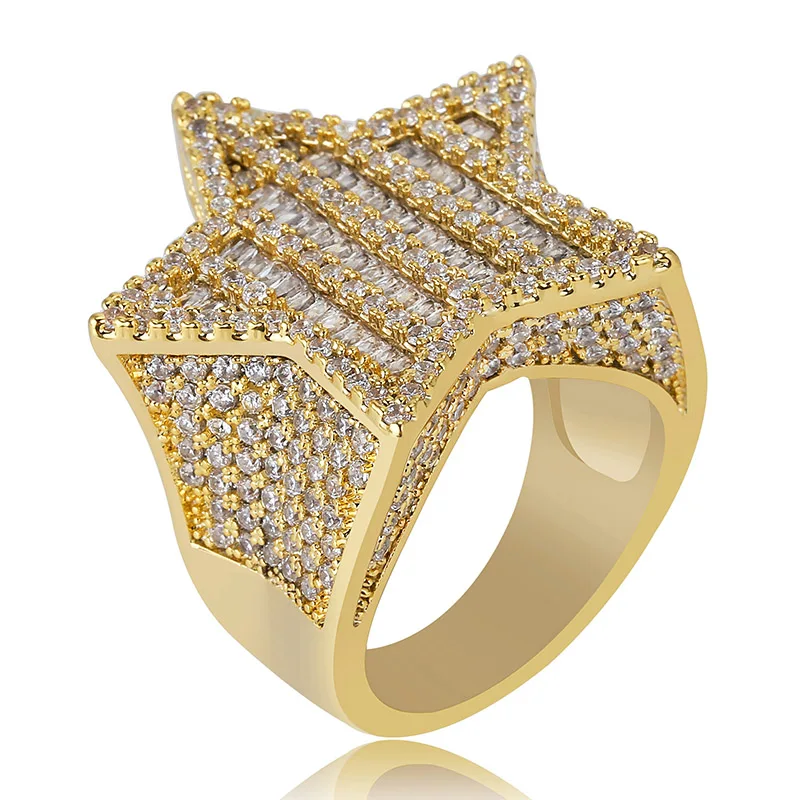 

Новые модные ювелирные украшения, кольца со сверкающей звездой для мужчин и женщин, кольца с микрозакрепкой и золотым и серебряным покрытием и кубическим цирконием, очаровательные кольца в стиле хип-хоп, подарки