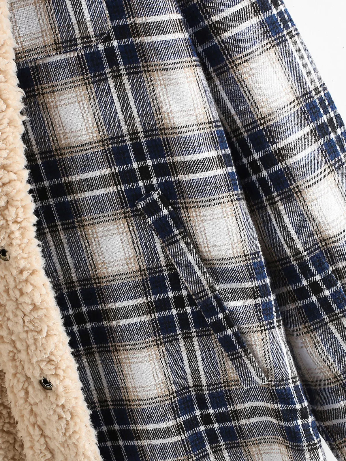 ZAFUL мужская куртка клетчатый узор Повседневная Кнопка пушистая отложной