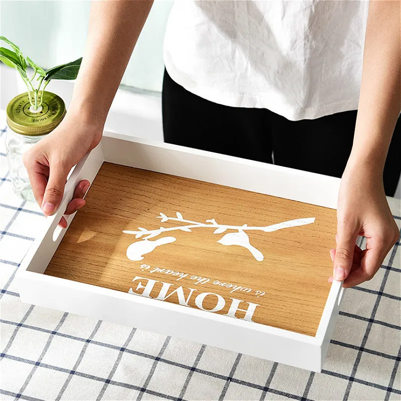 Деревянные Подносы для еды тарелка портативная фруктовая посуда прямоугольник