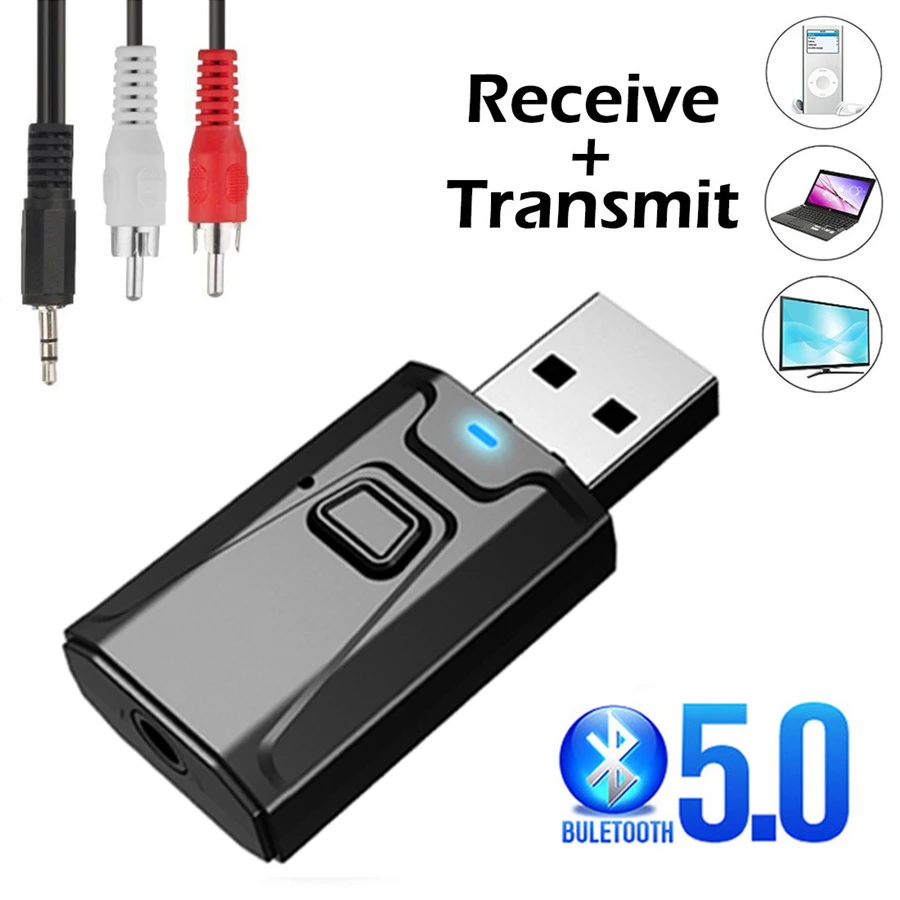 USB Bluetooth 5 0 передатчик приемник микрофон 3 в 1 адаптер EDR ключ мм AUX для ТВ ПК