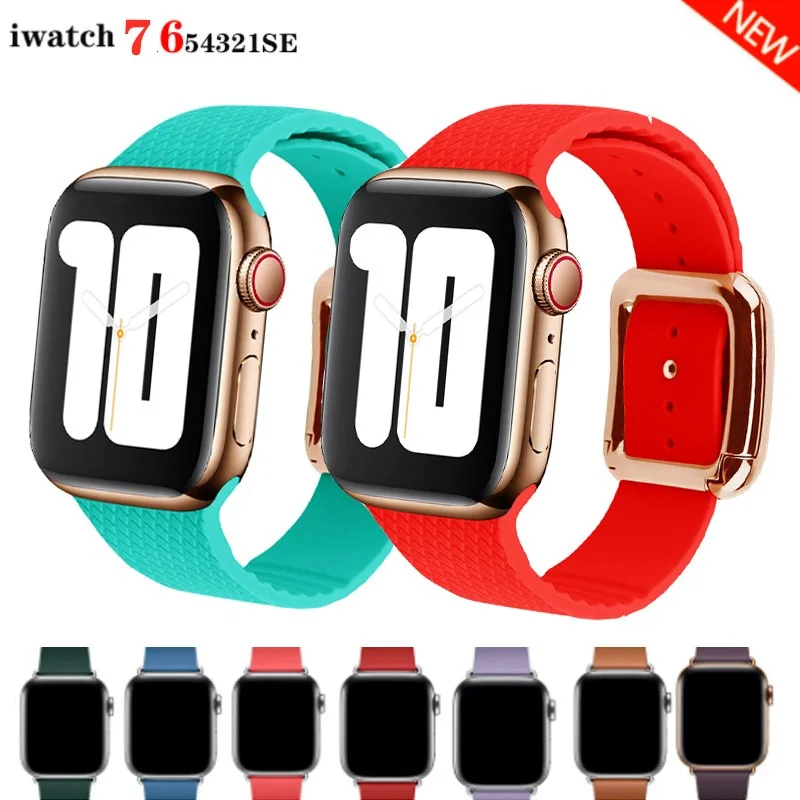 

Modern buckle strap For Apple Watch band 45mm 41mmm 44mm/40m 42mm/38mm Sport Silicone bracelet iwatch series 5 4 3 6 SE 7 strap
