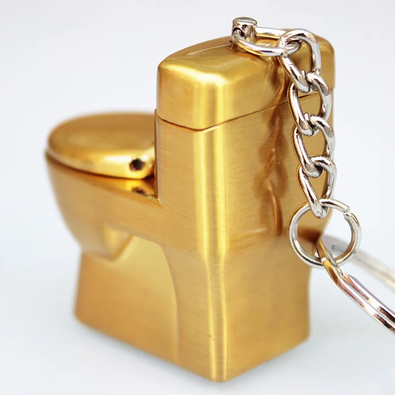 Creative Compact Toilet Gas Lighter KeyChain Butane Smoke Inflated bowl Key Chain Bar Metal Funny Toys | Дом и сад
