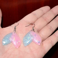 symphony mermaid tail dangle earrings resin holographic drops colorful fashion trendy earring for women gilrs jewelry gifts new
