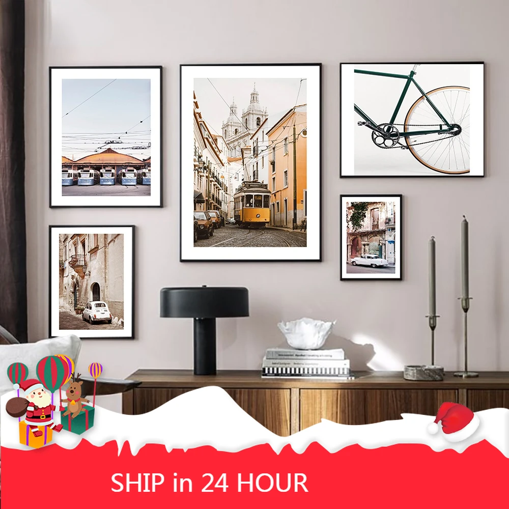 Винтажная картина на стену в виде автомобиля Картина холсте стиле старого