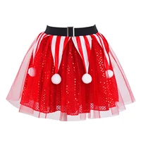 kids girls elk fancy dress christmas party costume skirt princess pompoms mesh sequins adorned tutu skirt ballet dance skirt