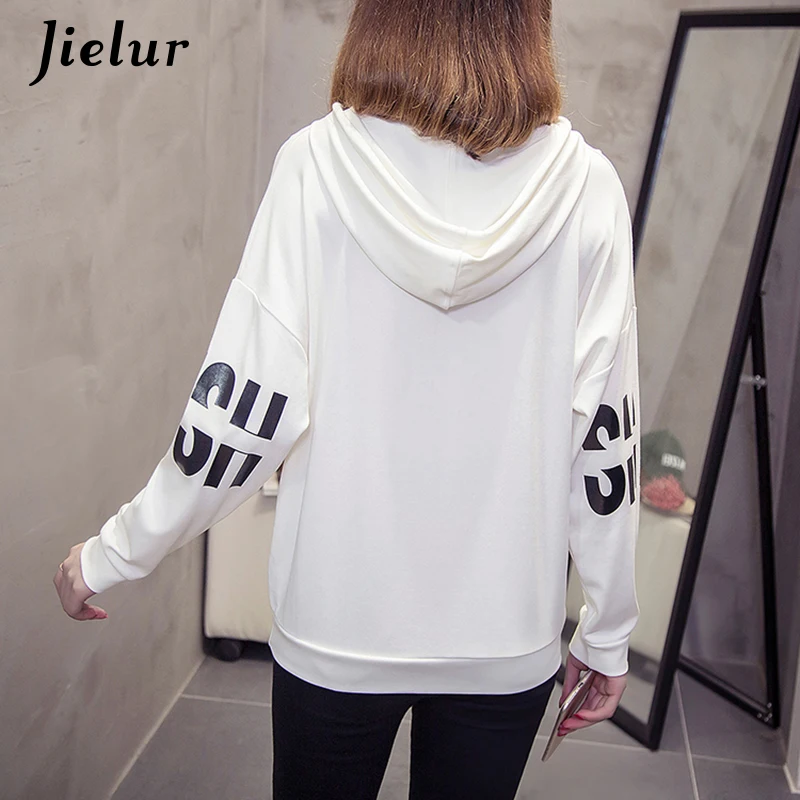 

Jielur 2020 Autumn New Fashion Korean Female Pullover Thin Casual Preppy Letter Print Women Hoodies Kpop Mujer Sweatshirt M-XXL
