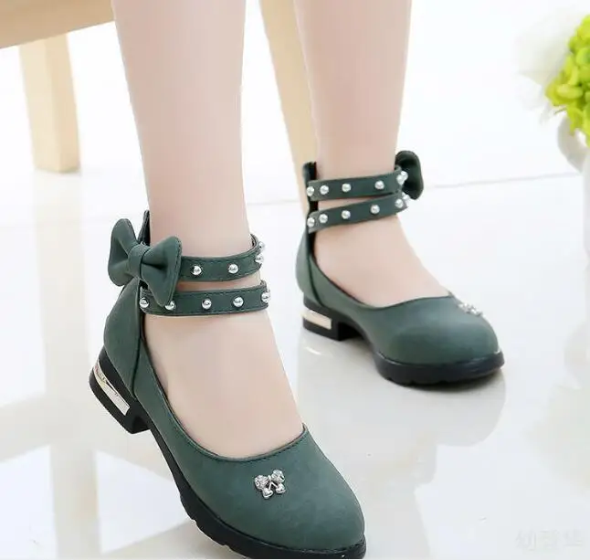 Новинка Весенняя детская обувь Осенняя кожаная принцессы для девочек бант