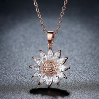 korean style cute pendant women necklace with zircon sunflowernecklace wedding jewelry gift for wife