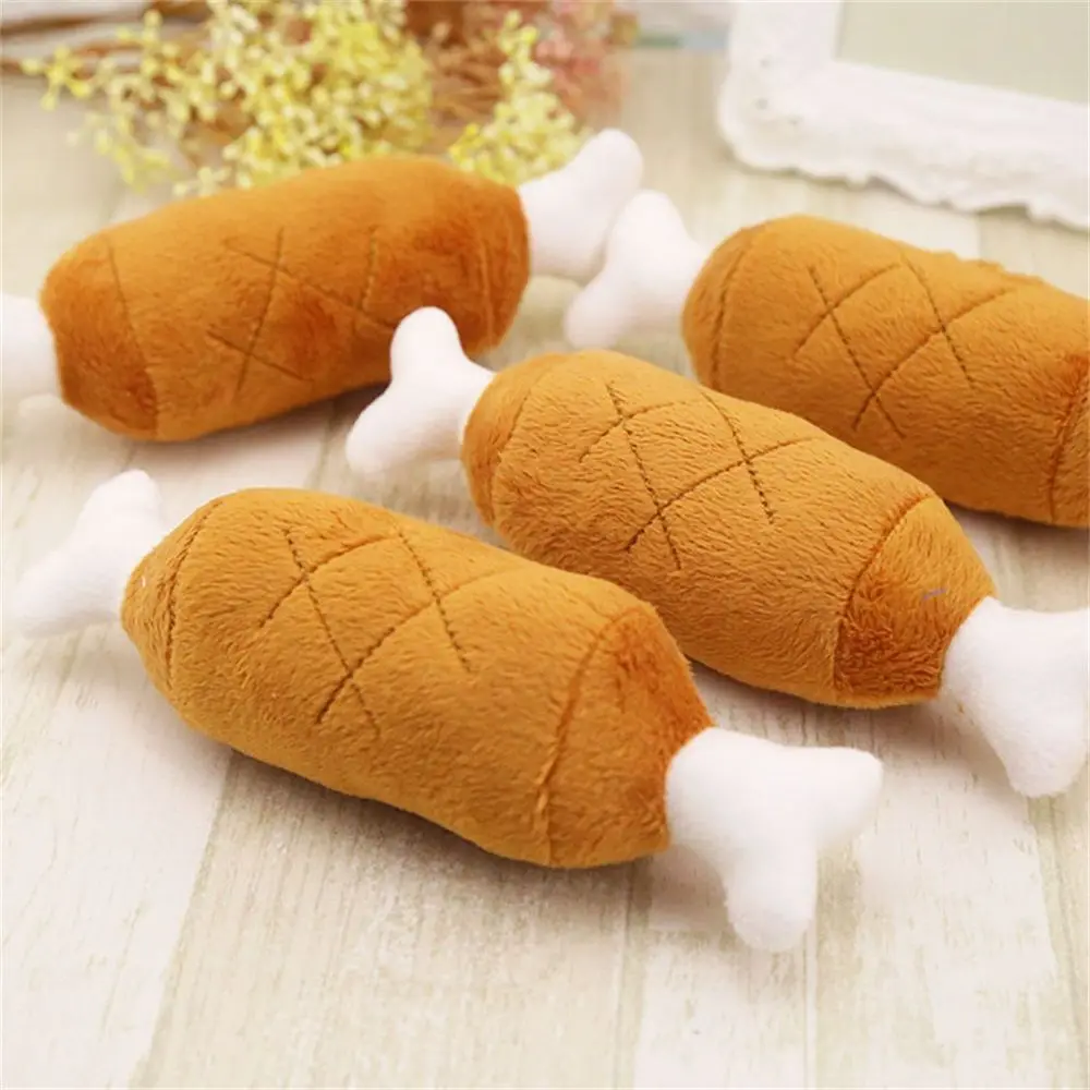 

1pcs Kawaii Pet Dog Cat Chicken Legs Plush Toys Interactive Sound Toys
