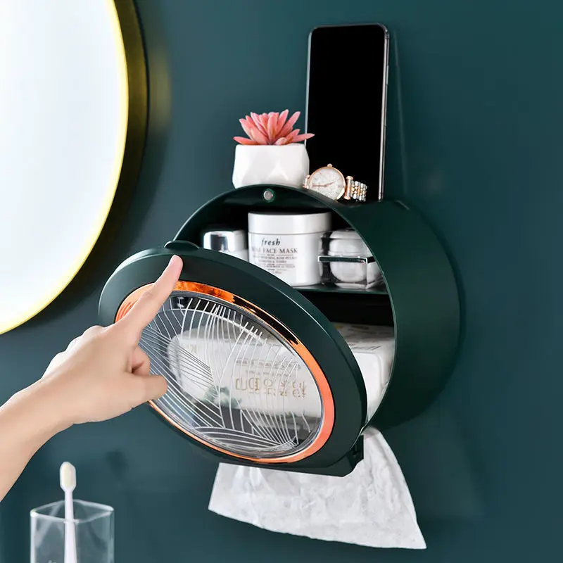 punch free modern waterproof hanging toilet paper holder bathroom accessories wall napkin tissue storage organizer box stand free global shipping