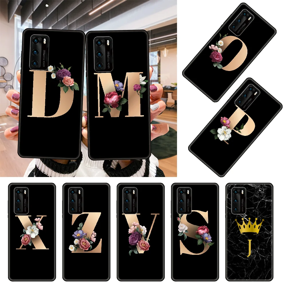 Чехол для телефона Huawei P40 P30 P20 P10 Lite P Smart Z Pro черный чехол Etui 3D Hoesjes Модный с буквами
