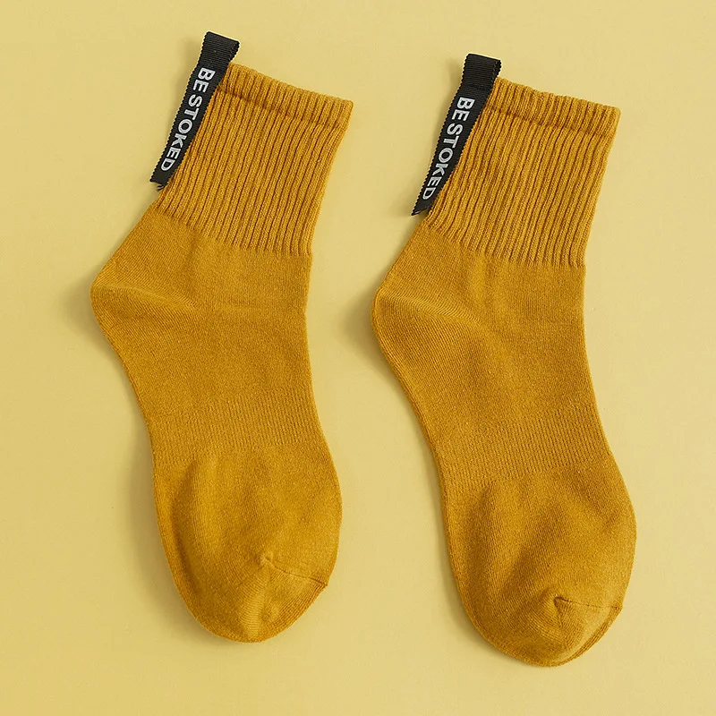 Хлопковые однотонные женские носки с надписью новинка сезона осень 2019 модные