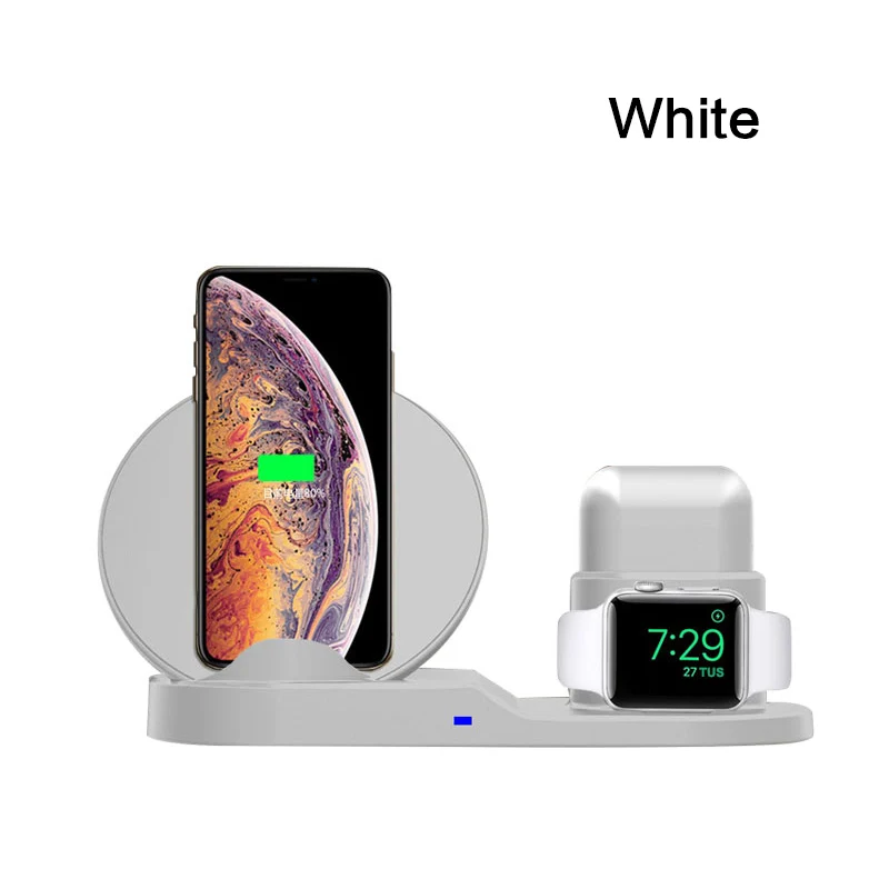 Белый 3 в 1 быстрое Qi Беспроводное зарядное устройство для iPhone X 8 plus samsung Зарядное устройство Док-станция для Apple watch 1 2 3 4 Airpods зарядное устройство Подставка - Цвет: Белый
