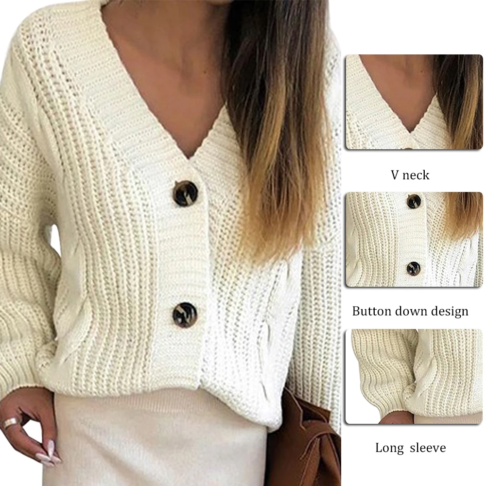 New Women Knit Sweater Casual Long Sleeve Button Cardigan Knitted Sweaters Coat Femme Winter Warm Clothes |