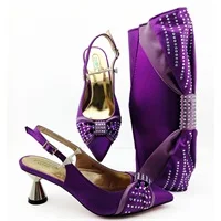 Purple Новинка; модные итальянские туфли винного цвета с сумочкой-клатчем в комплекте; Лидер продаж; вечерние туфли на высоком каблуке и сумочка в африканском стиле - Цвет: Purple