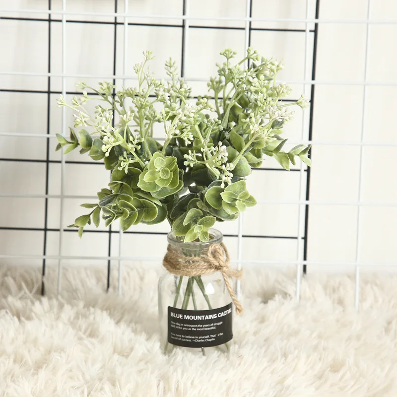 Искусственные зеленые растения эвкалипта, 25 см, Декоративные искусственные цветы, декоративные аксессуары для свадьбы, домашнего декора