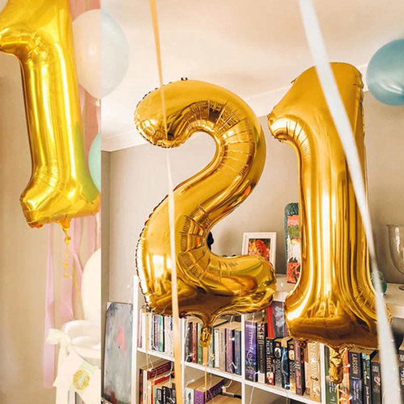 40 дюймовые цифры фольгированные шары золотые Birhhday украшения для вечеринки