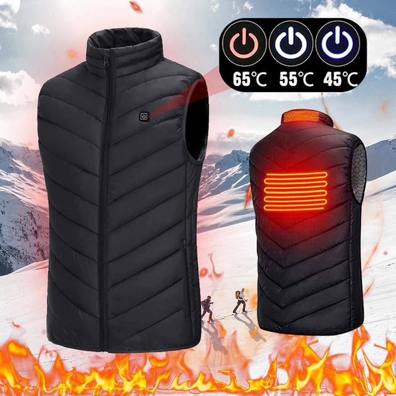

Men and Women Heating Casual Waistcoat Solid Color Fashion Sleeve Cage Design Three USB Heating Winter Warmth Clothing