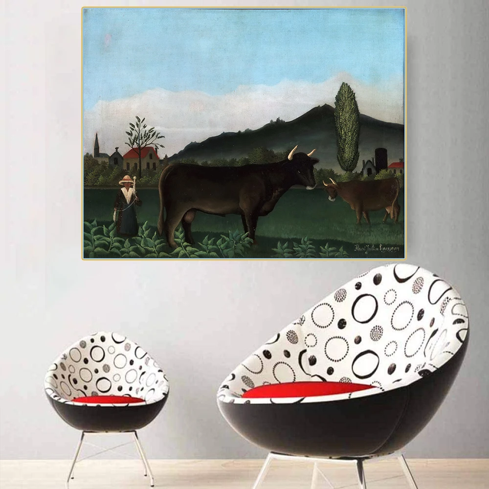 Цитон Анри · Руссо Landscape пейзаж с крупного рогатого скота Canvas холст искусство