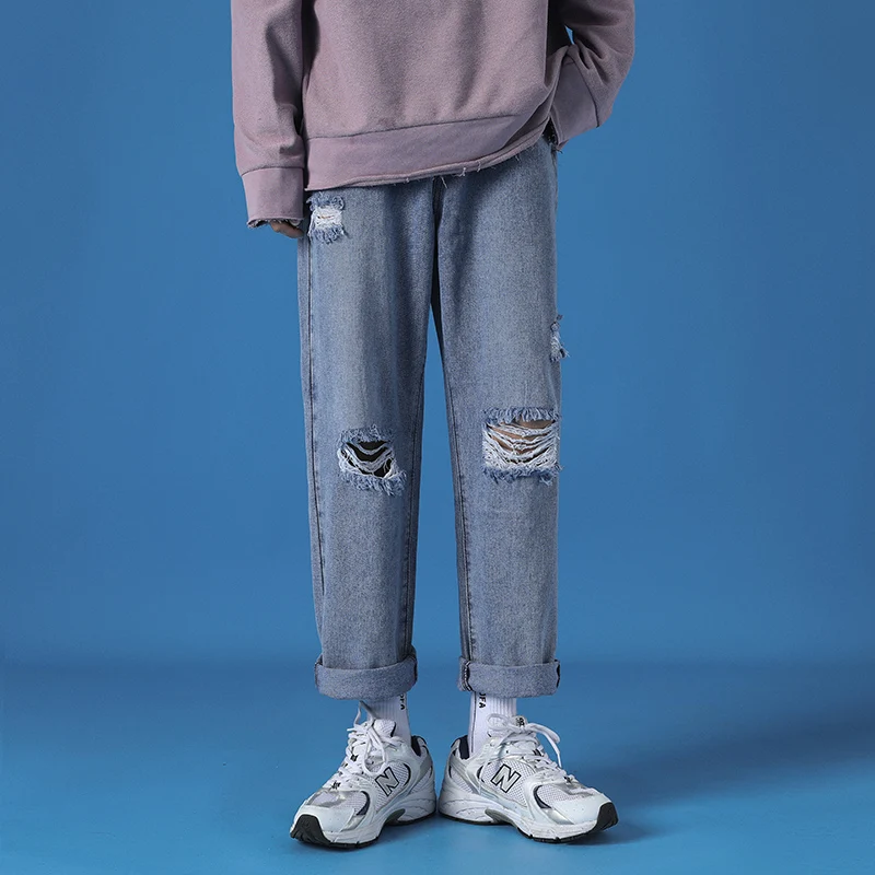 Джинсы с прорехами штаны для мужчин 2021 Новая мода на каждый день в японском ретро