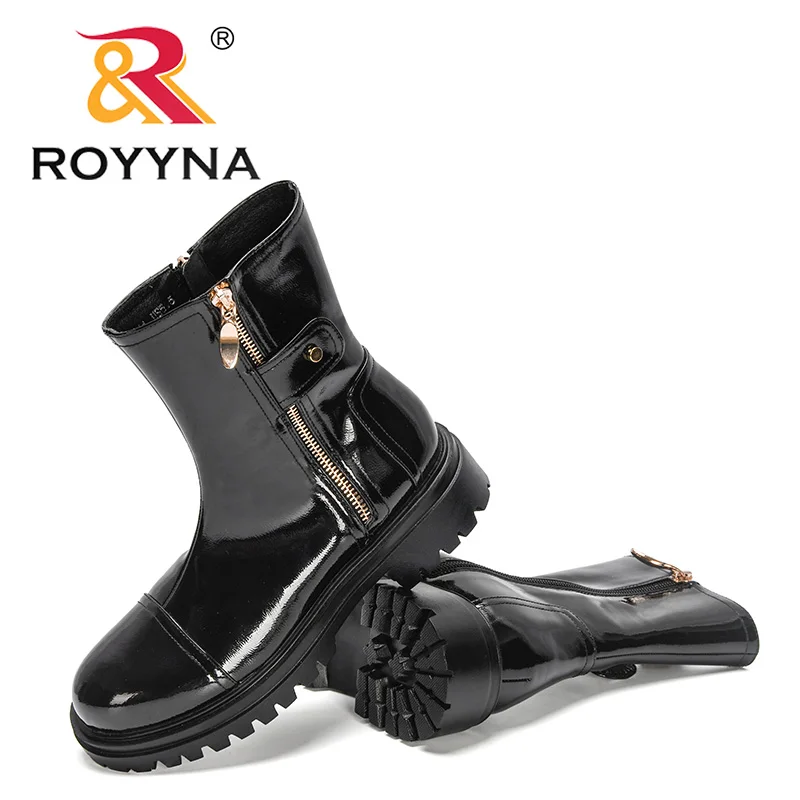 ROYYNA 2022 New Designers Chelsea Boots Women's Ankle Boots British Style Zipper Boots Ladies Round Toe Winter Shoes Flat Bootes