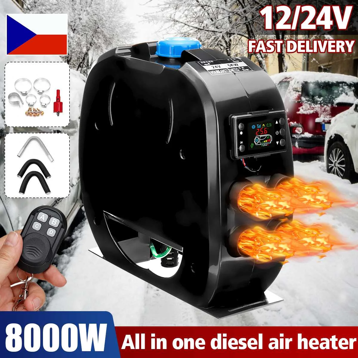 

8KW 12V 24V Car Heater All In One Air Diesels Heater 12V Parking Heater For Trucks Motorhome Boats Bus+LCD Key Switch+Remote