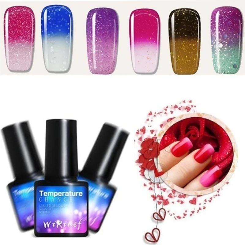 8 мл термальный лак для ногтей с блестками Температура Цвет меняется быстро сухой