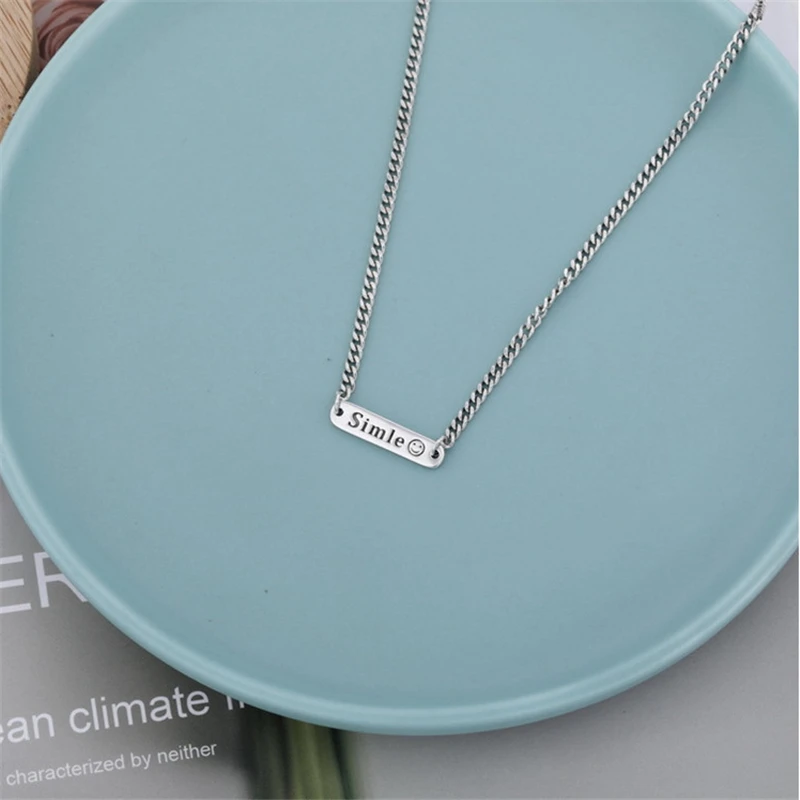 Korean Japan Style Cute Smile Face Happy Punk Pendant Necklace For Women Street Girls Tibetan Big Chain Hip Hop Jewelry | Украшения и