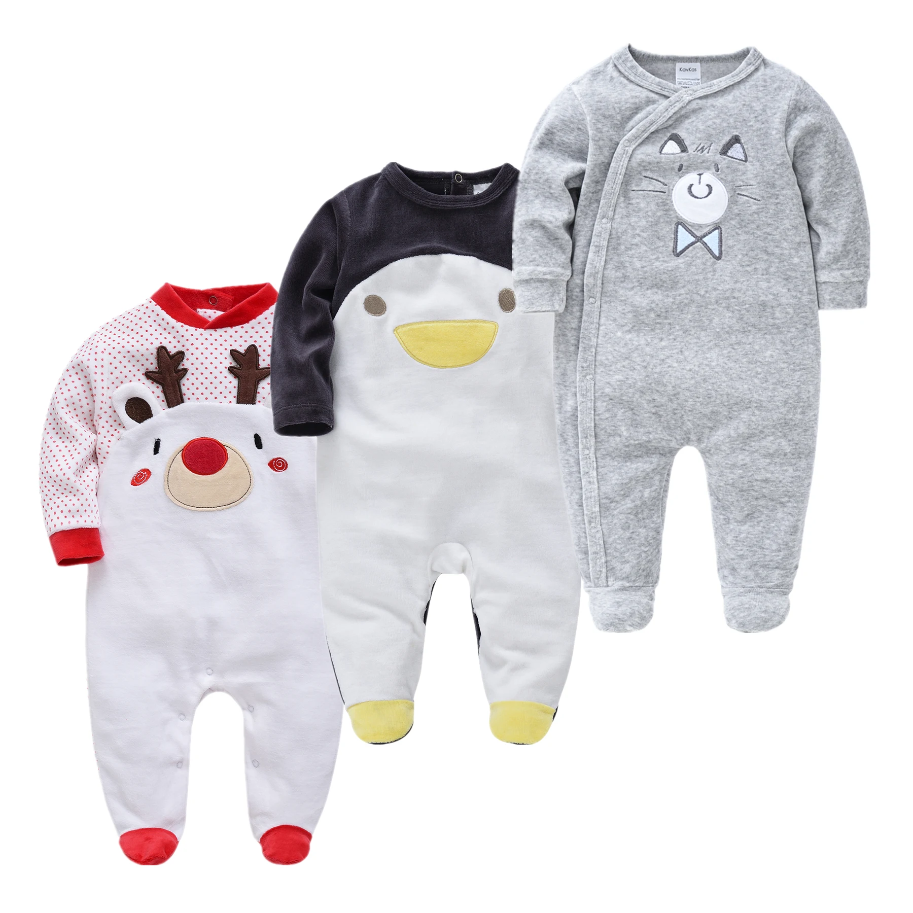 Рождественская Пижама для новорожденных девочек 3 шт. мультяшная зимняя одежда