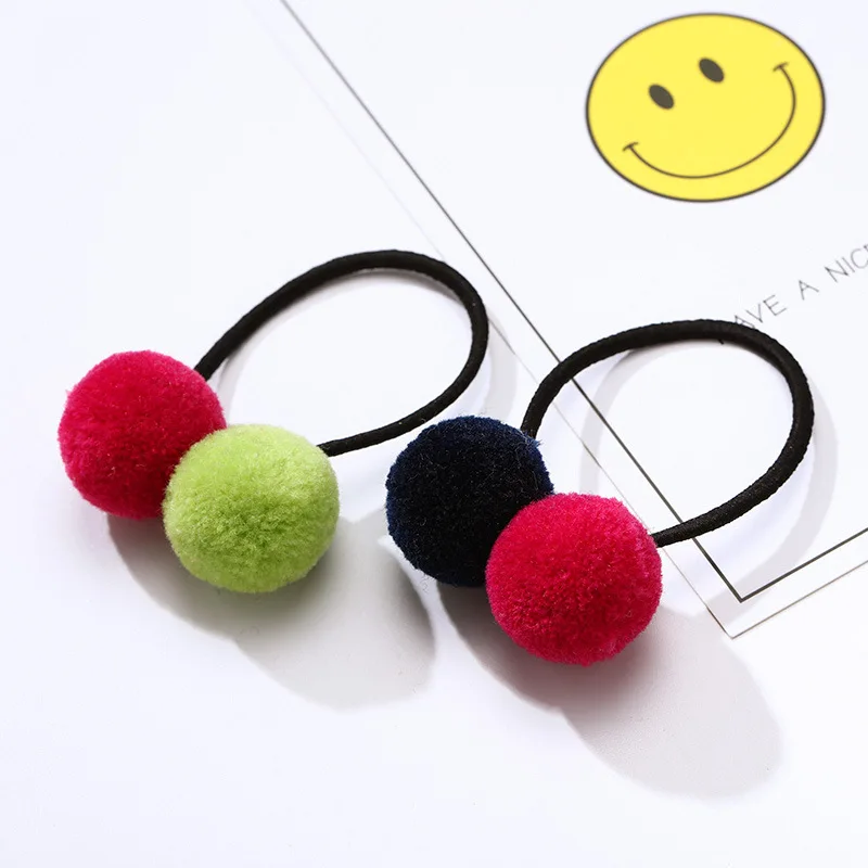 2 шт./компл. аксессуары для волос девочек эластичные резинки с плюшевым шариком