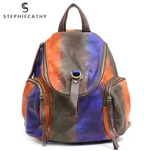 Модный стильный школьный рюкзак с откидной крышкой SC, Разноцветные сумки на ремне из искусственной кожи для женщин, повседневный ранец